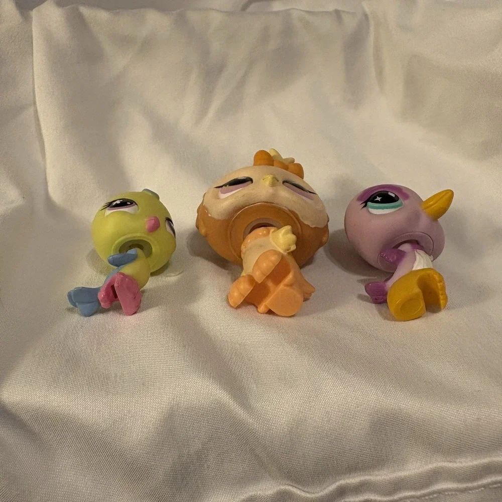 Littlest Pet Shop LPS Bird Trio #505 Hummingbird, 602 Parakeet, 431 Owl Set Of 3